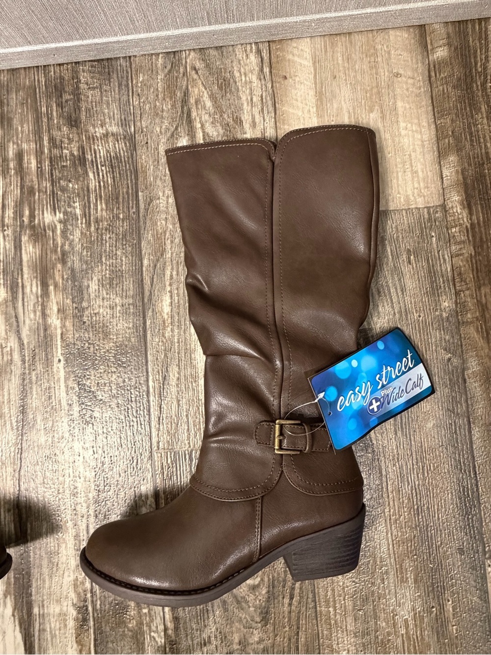 easy street Brown Tall Buckle Riding Boots Size 7 Wide Calf - Picture 6 of 16